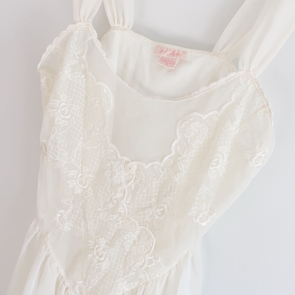 Vintage Babydoll White Lace Cami Top Lingerie SzM - Picture 2 of 5